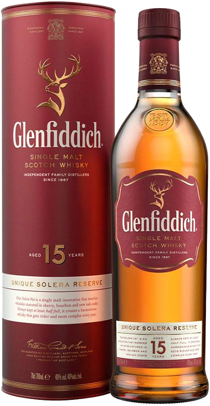 Glenfiddich 15 Year Old Unique Solera Reserve - Single Malt Scotch Whisky -  750ML