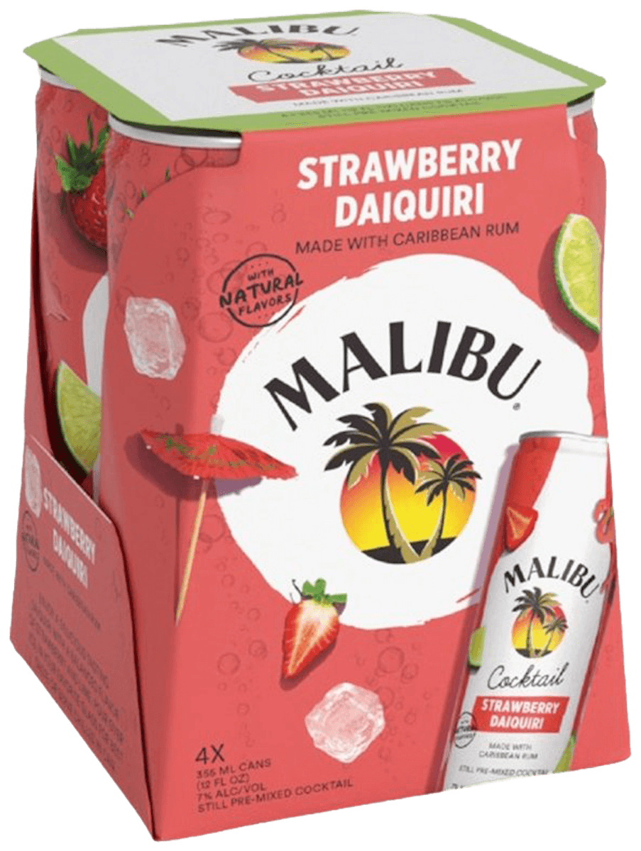 Malibu Strawberry Daiquiri Cocktail 4 Cans Coolers Parkside Liquor Beer And Wine 