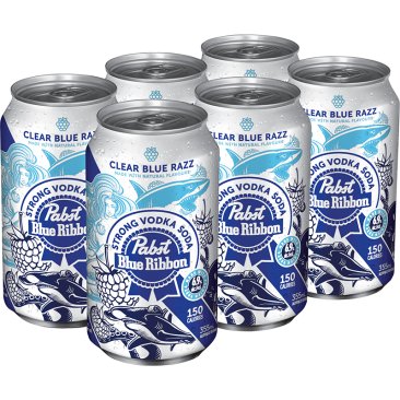 Pabst Blue Ribbon Clear Blue Razz Vodka Soda 6 Cans