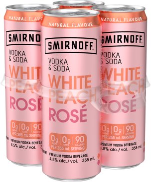 Smirnoff Vodka Soda  White Peach Rose 4 Cans