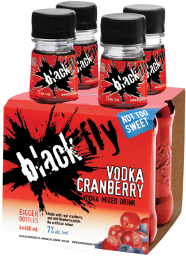 Black Fly Vodka Cranberry Mixed Drink 4 Bottles