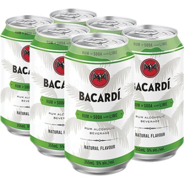 Bacardi Rum Soda With Lime 6 Cans