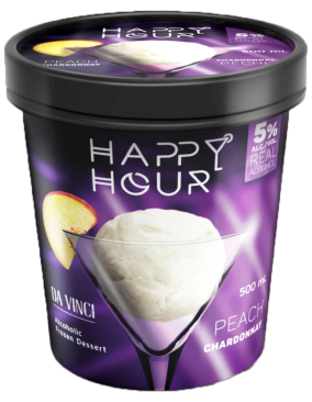Happy Hour Peach Chardonnal Alcohol Gelato 500ml